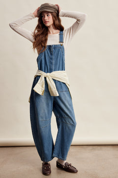 Western Wide-leg Denim Overalls