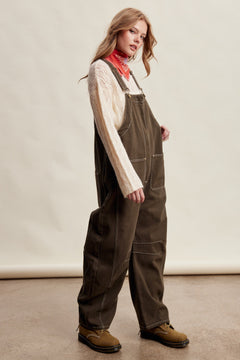 Barrel Leg Utility Overall Jumpsuit