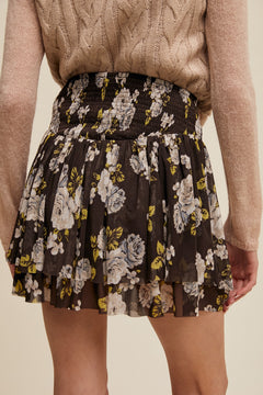 Smocked Mini Skirt with Shorts Lining