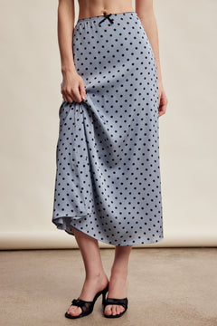 Polka Dot Satin Maxi Skirt