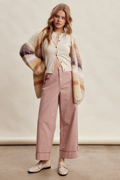 Rainbow Hand-Crochet Open Cardigan
