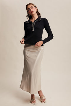 Contrast Stitch Ribbed Knit Top