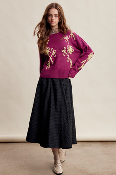 Floral Embroidered Knit Sweater