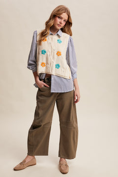 Embroidered Floral Knit Vest