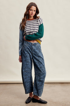 Colorblock Stripe Knit Sweater
