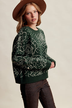 Floral Intarsia Knit Sweater