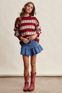 Floral Fair Isle Knit Sweater