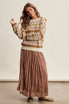 Fair Isle Floral Knit Sweater