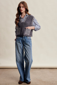 Textured Bouclé Knit Sweater Vest