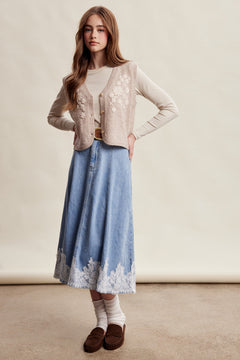 Floral Embroidered Knit Vest