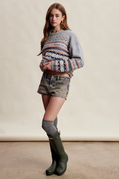 Fair Isle Pattern Knit Sweater