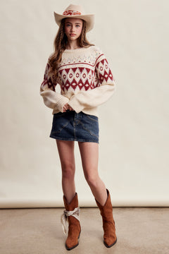 Western Fair Isle Knit Sweater