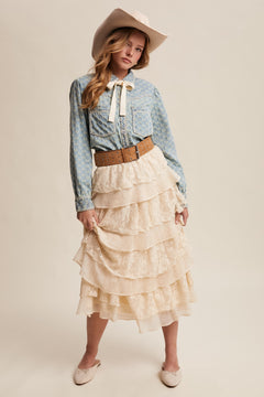 Western Bow Denim Shirt