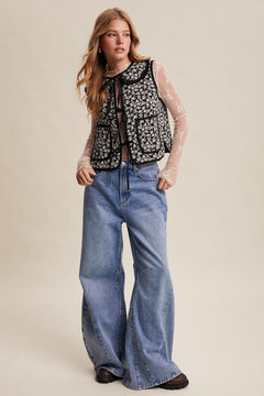 Floral Quilted Tie Vest