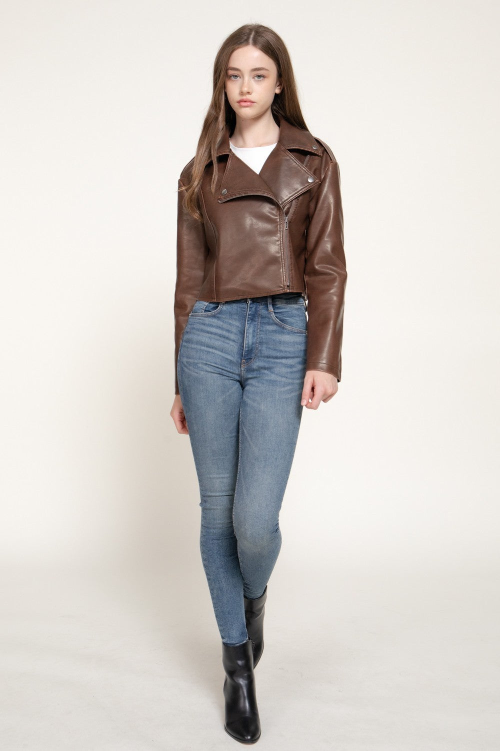 Vintage Wash Faux Leather Motor Jacket