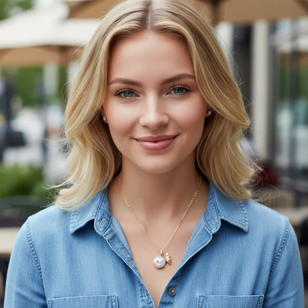 Shimmerfin Pearl Pendant Necklace Stella Harte