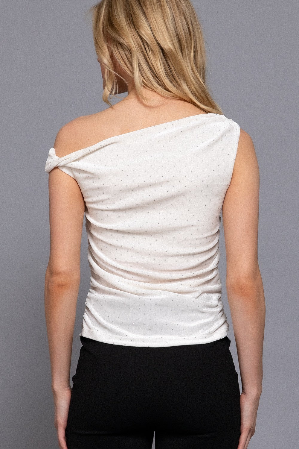 Sleeveless Rhinestone Velvet Top