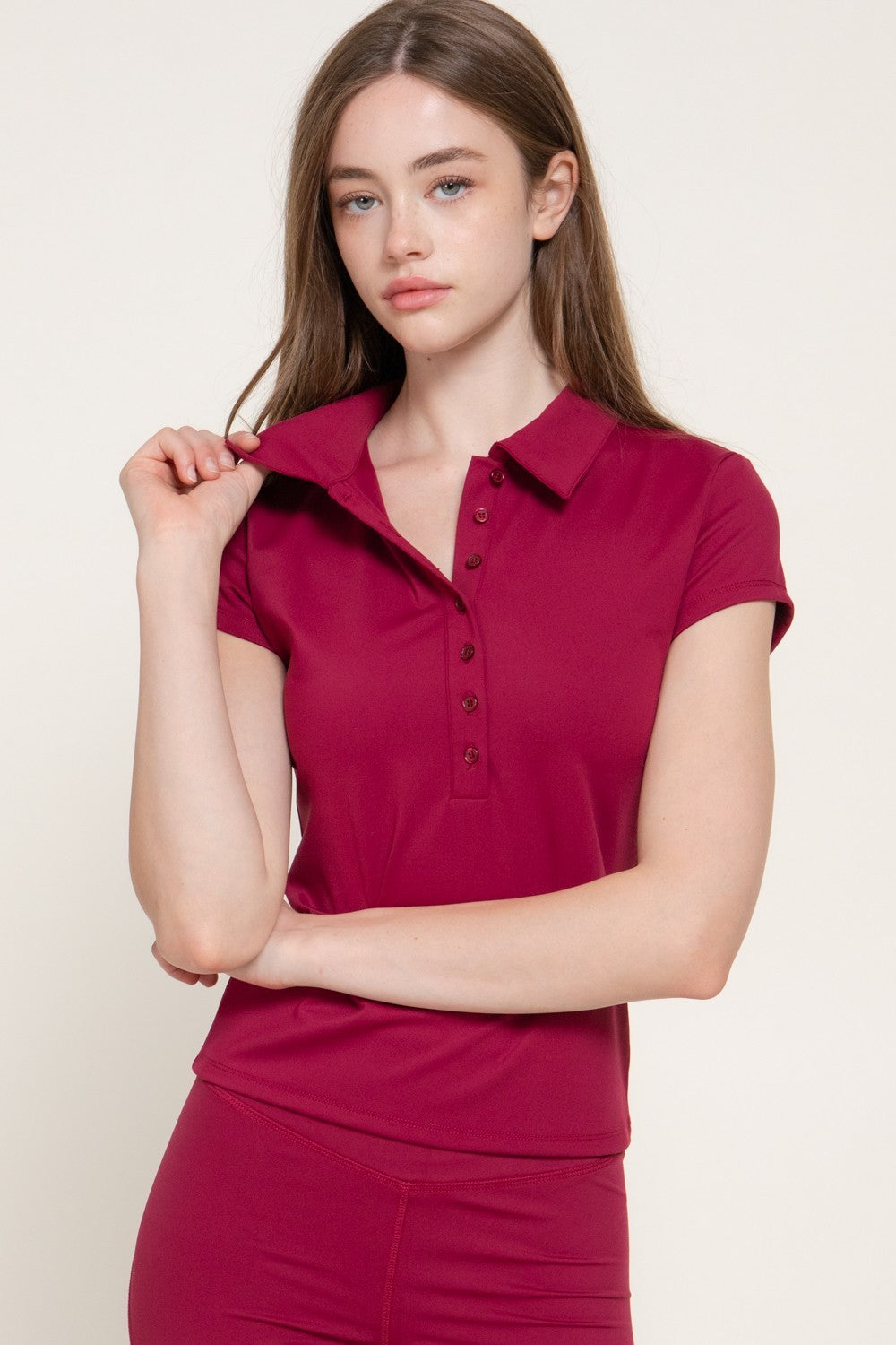 Short Sleeve Polo Workout Top