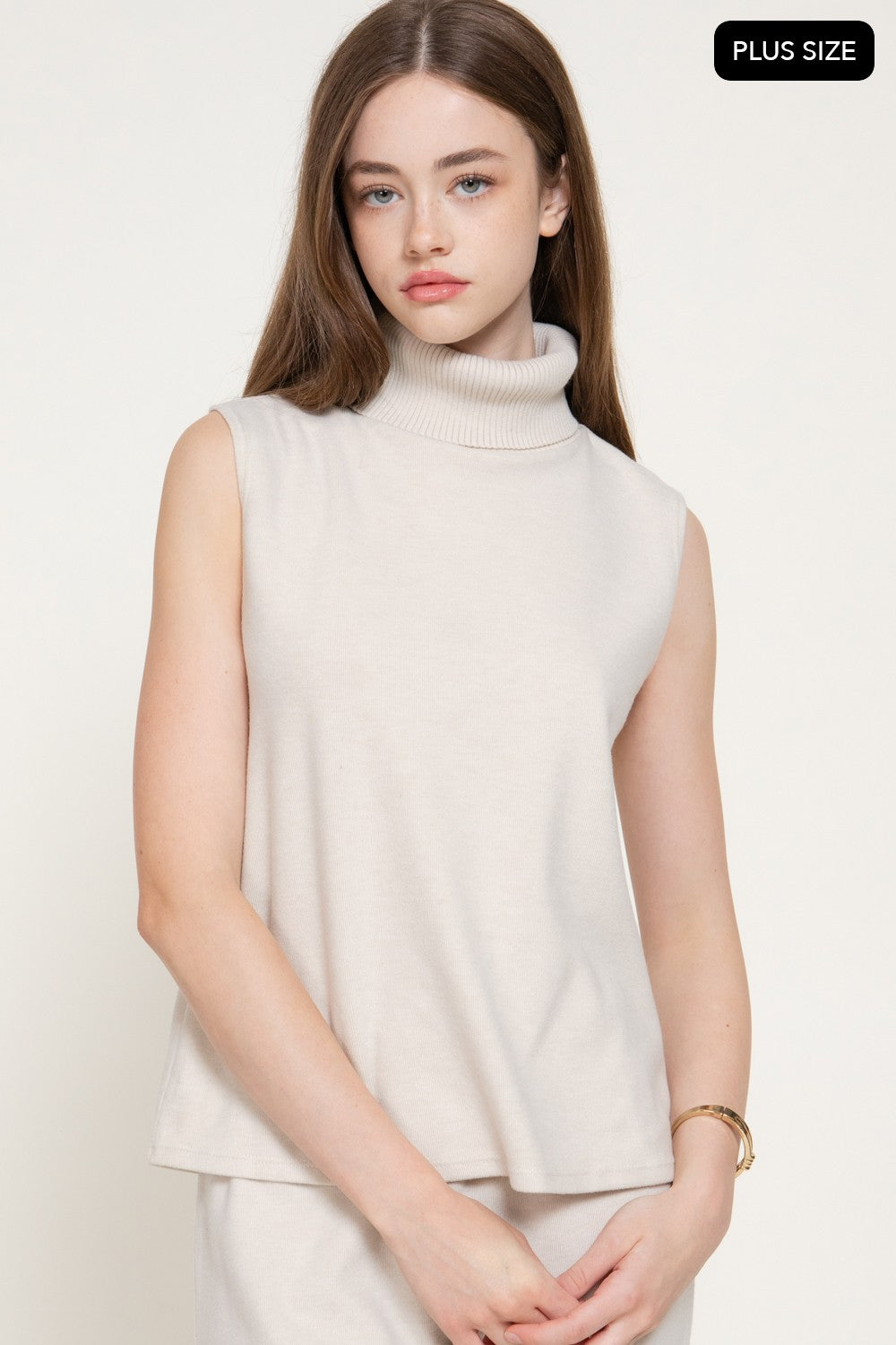 Sleeveless Turtle Neck Soft Knit Top
