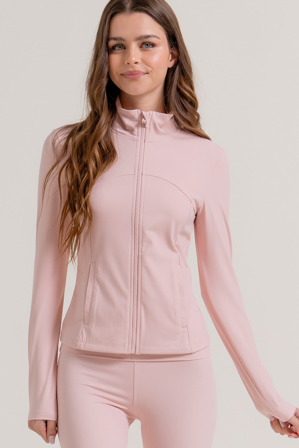 Long Slv Mock Neck Workout Jacket