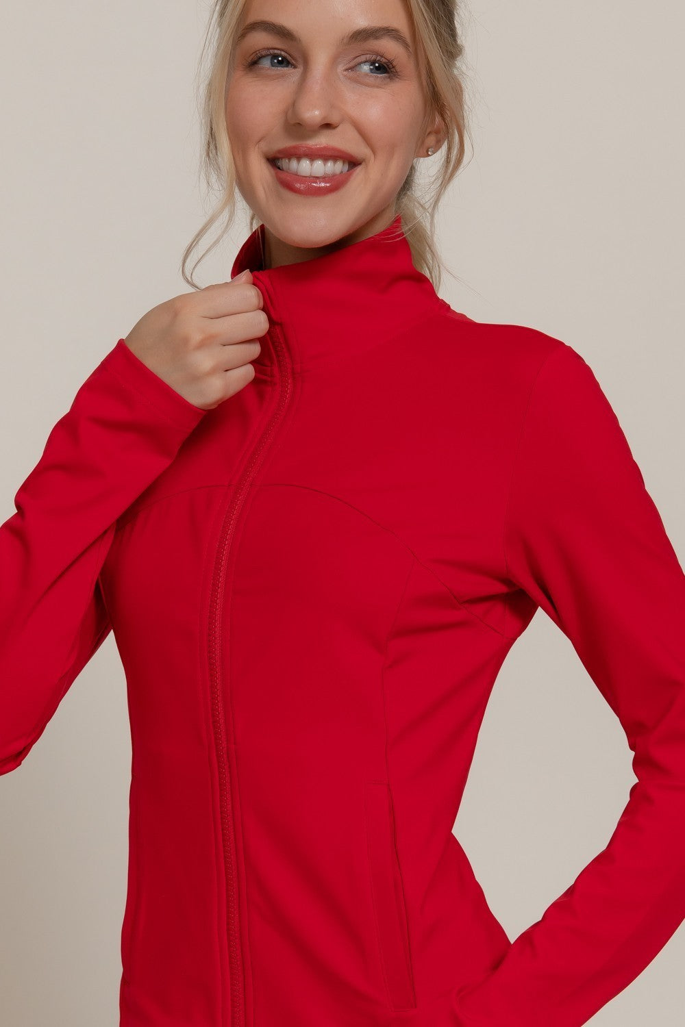 Long Slv Mock Neck Workout Jacket