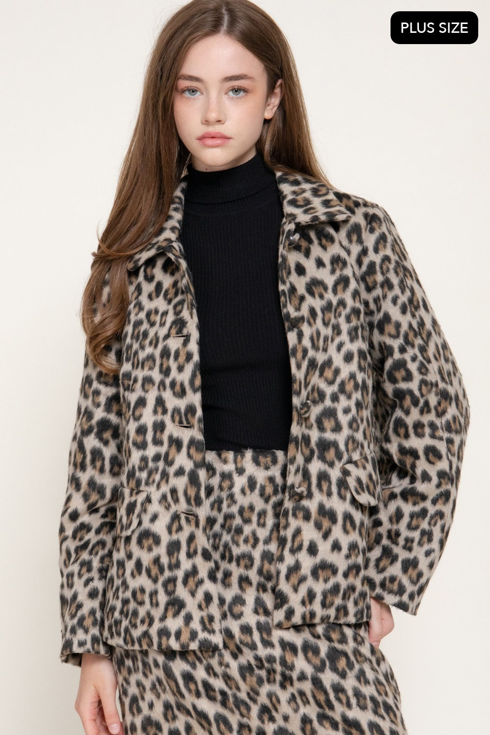 Leopard Print Hairy Wool-like Coat