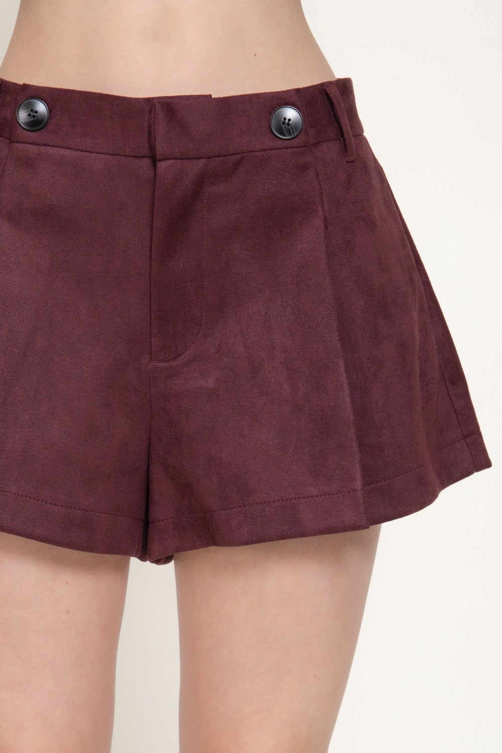 Pleated Faux Suede Shorts