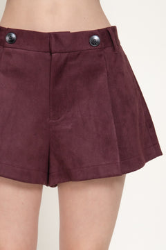 Pleated Faux Suede Shorts
