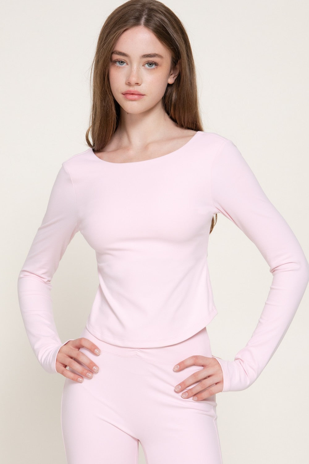 Long Sleeve Activewear Top with Scoop Back
