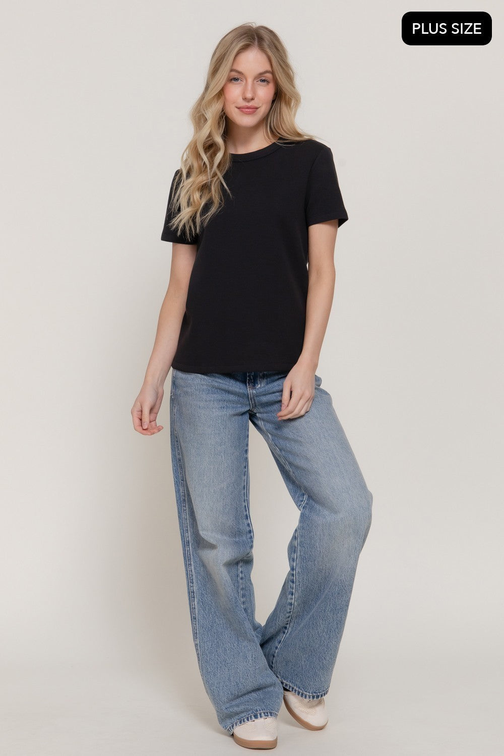 Short Sleeve Round Neck Soft Knit Top
