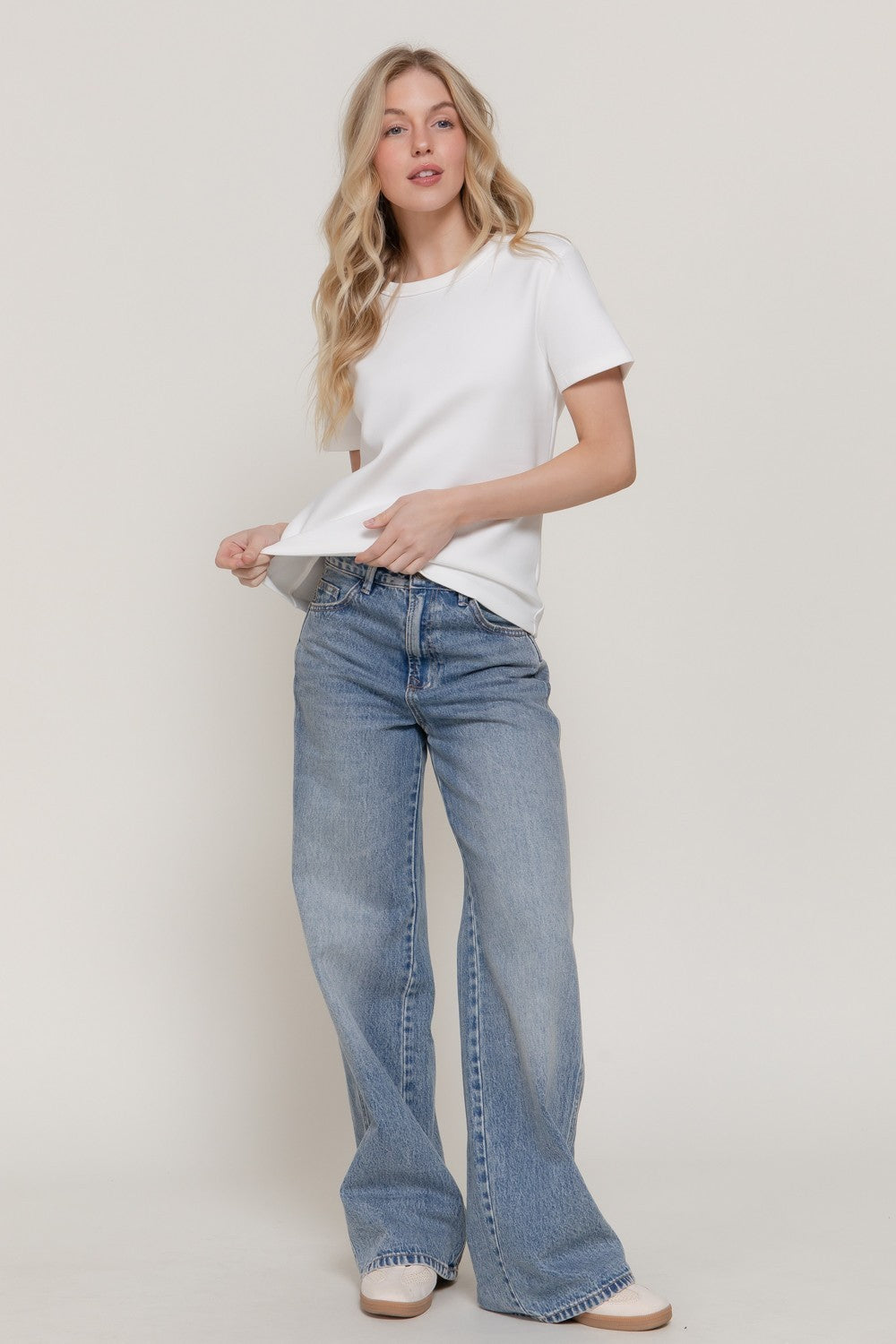 Short Sleeve Round Neck Soft Knit Top