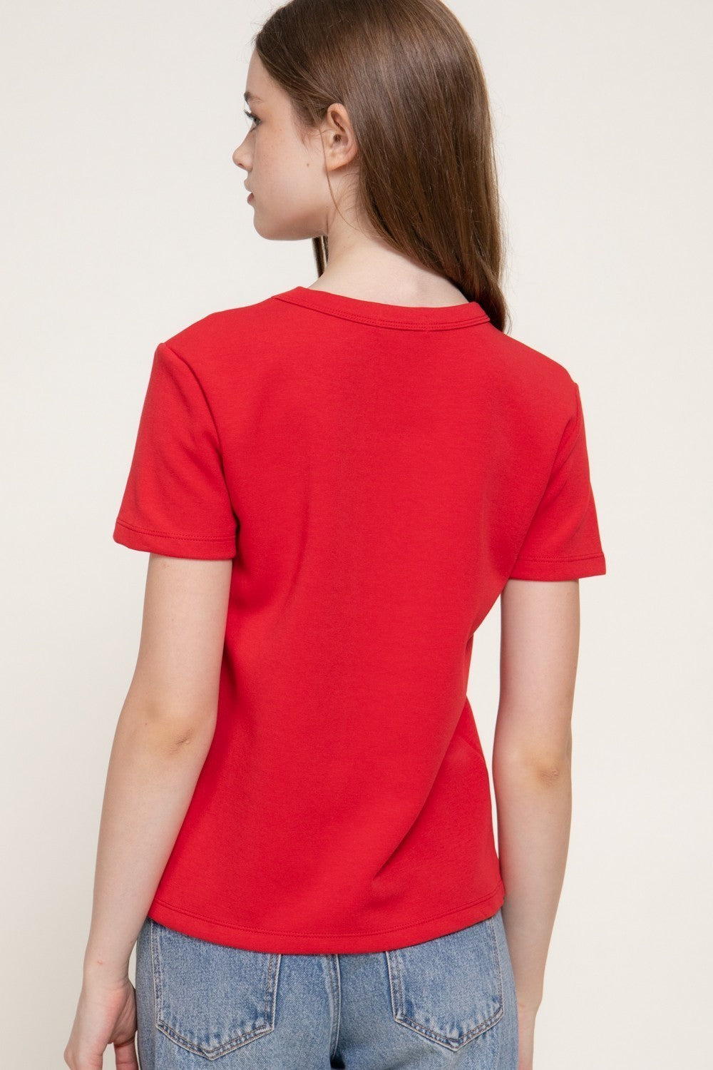 Short Sleeve Round Neck Soft Knit Top