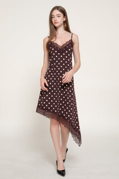 Dot Print Asymmetrical Knit Dress