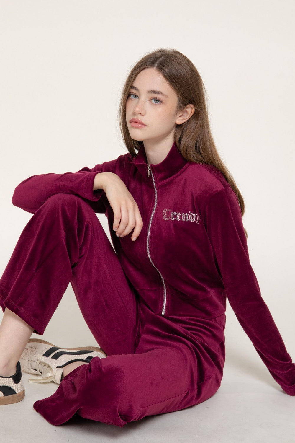 Zip Up Jacket & Flare Pants Velour Set