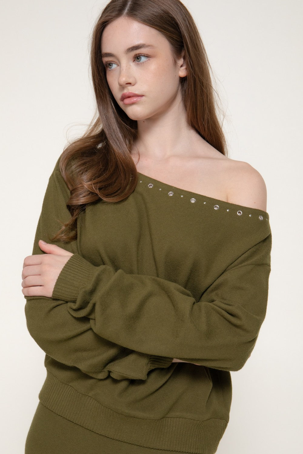 Long Slv Boat Neck Brushed Knit Top
