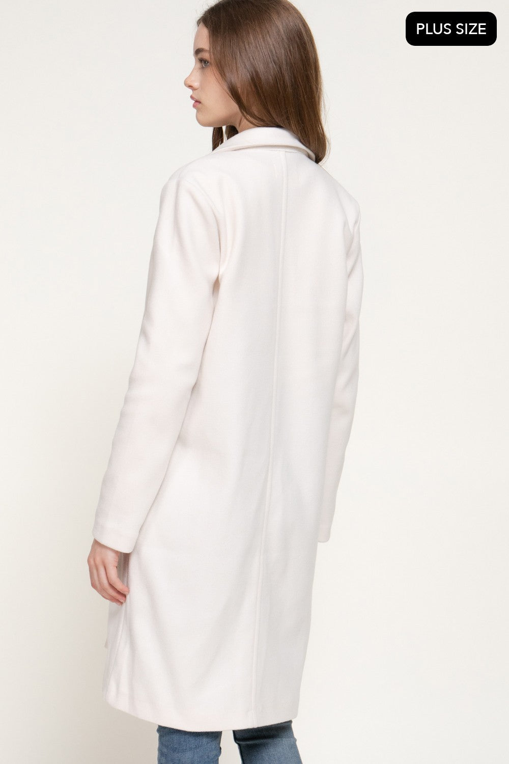 Long Slv Open Front Soft Felt Long Coat