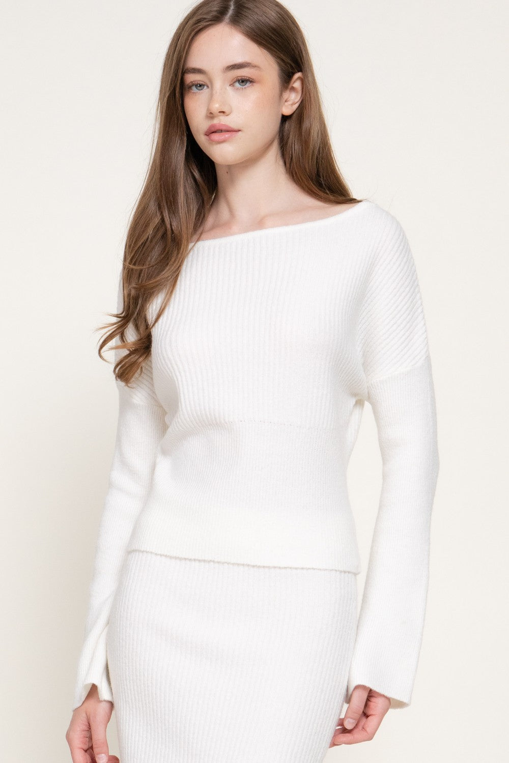 Bell Slv Wide Boat Neck Sweater