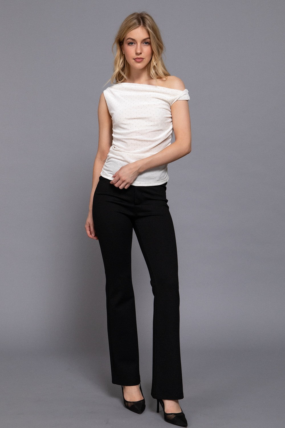 Sleeveless Rhinestone Velvet Top
