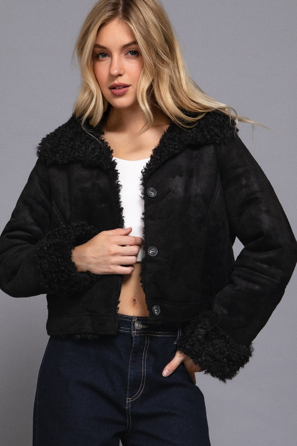Inside Fur Suede Short Jacket