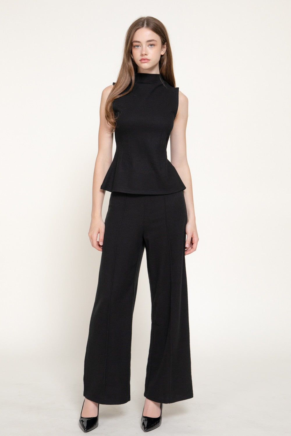 Sleeveless High Neck Top & Long Pants Set