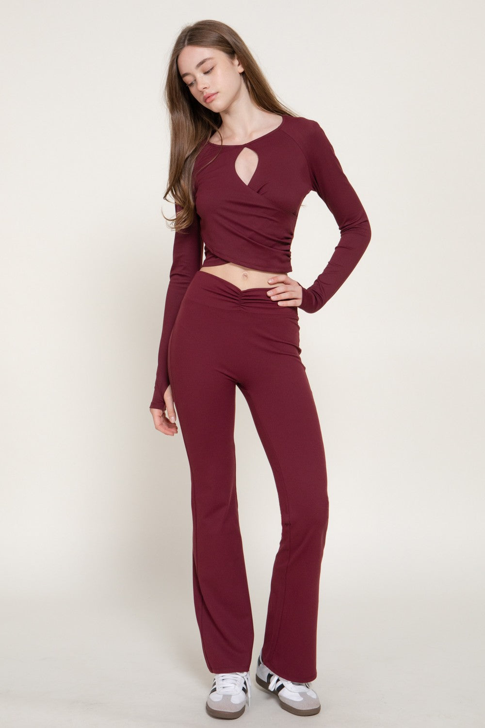 Waist Shirring Band Yoga Pants