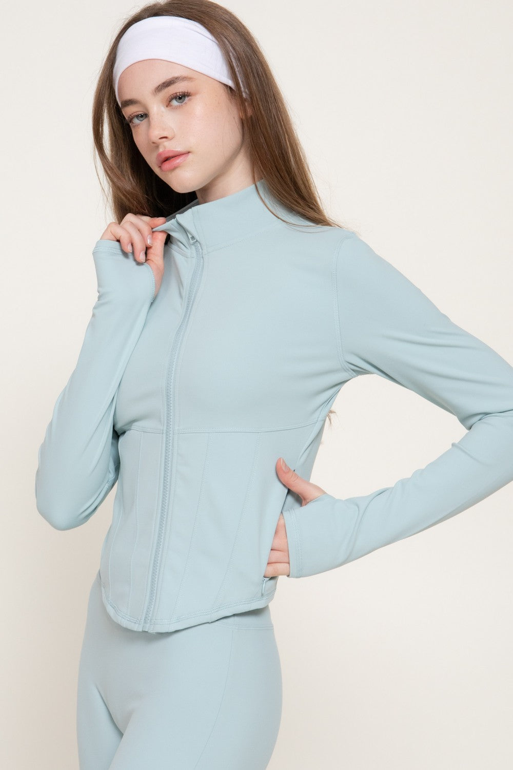 Corset Workout Jacket with Thumb Holes