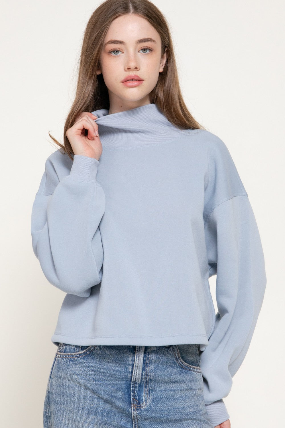 Long Sleeve Neck Hem & Cuffs Inner Brushed Sweatshirt