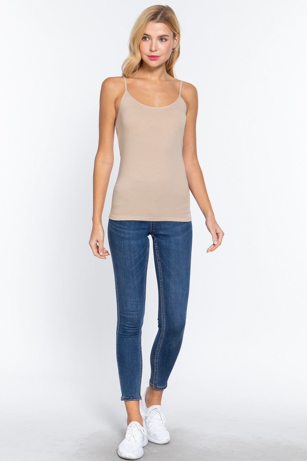Cropped Cami Tank with Adjustable Spaghetti Straps