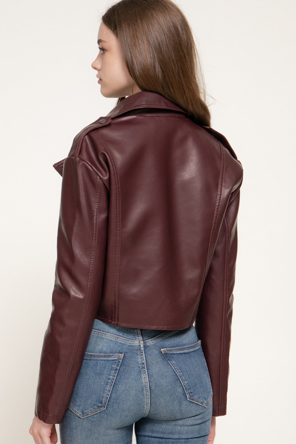 Vintage Wash Faux Leather Motor Jacket