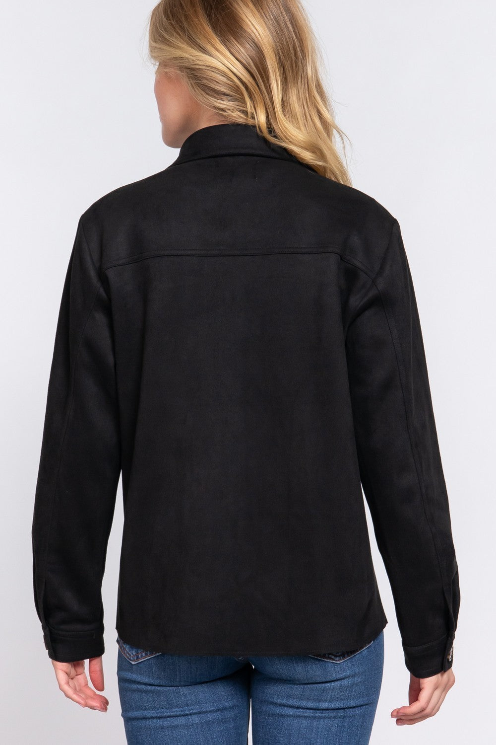 Long Sleeve Loose Fit Faux Suede Shacket
