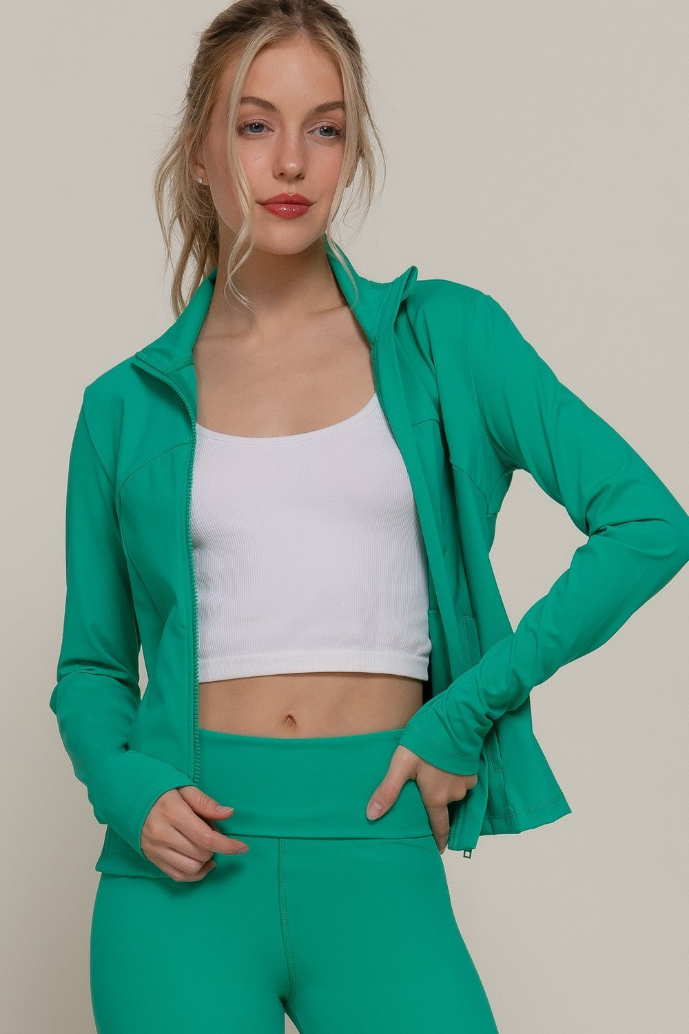 Long Slv Mock Neck Workout Jacket