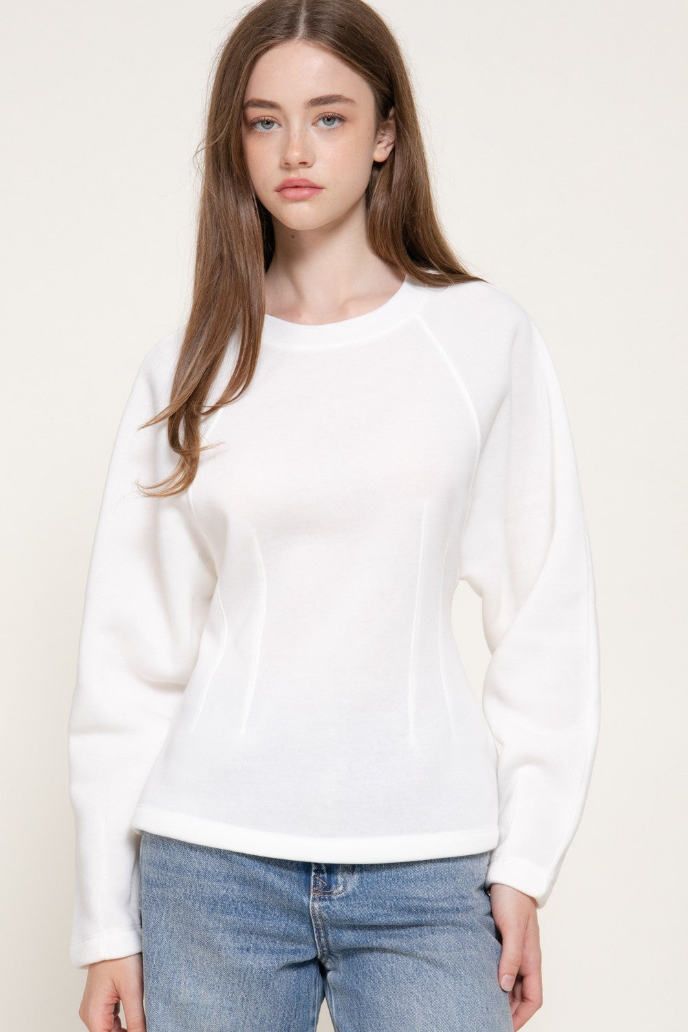 Long Sleeve Waist Defined Sweatshirt
