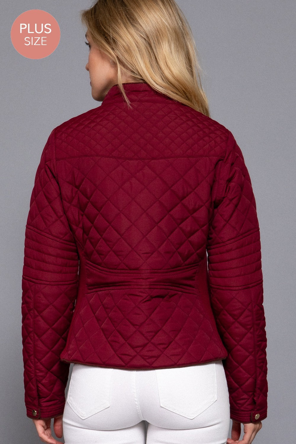 Suede Piping Detail Rib Quilted Padding Jacket