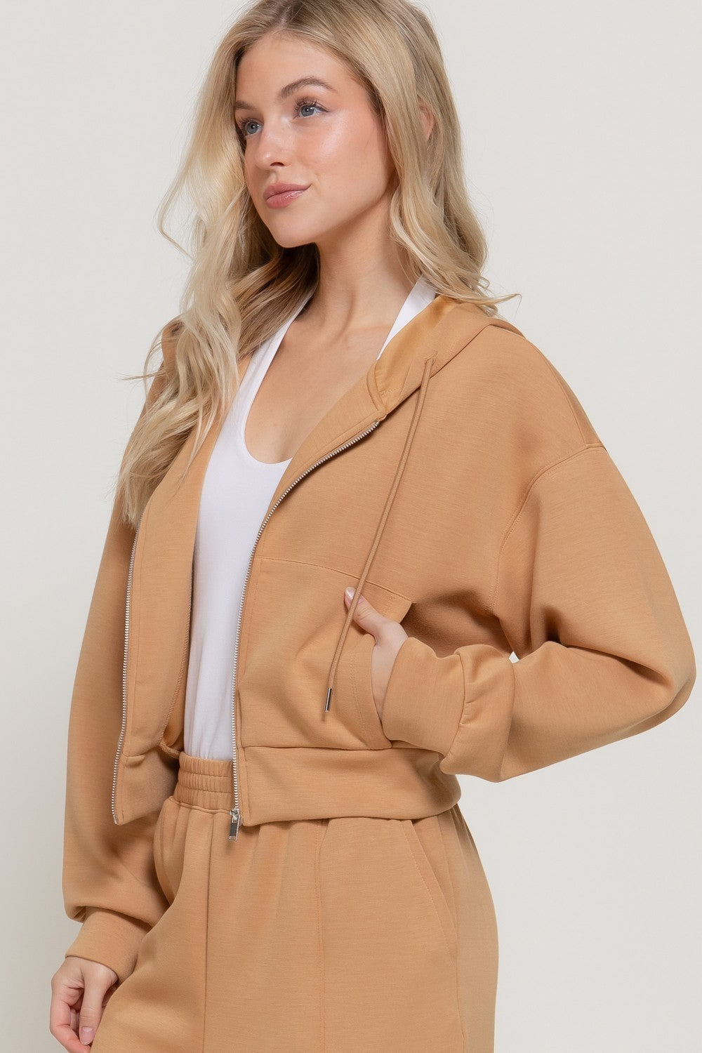 Long Slv Soft Scuba Hoodie Jacket